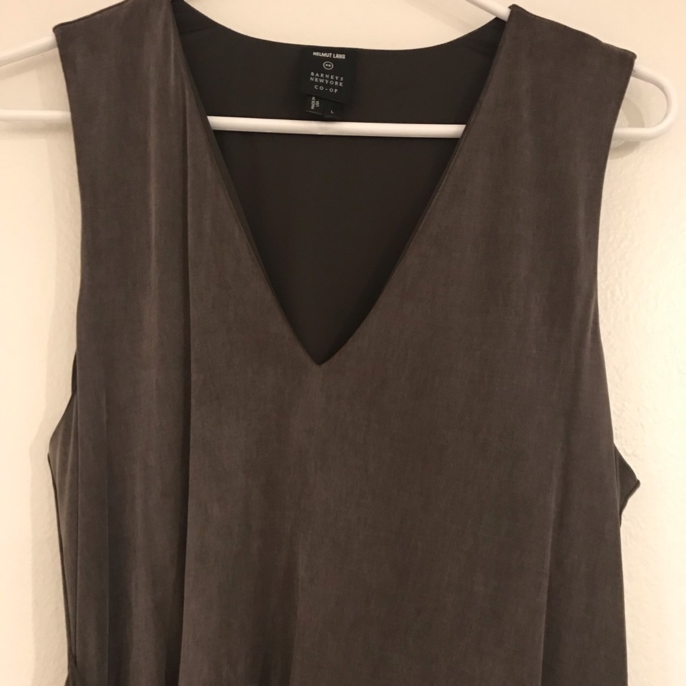 Helmet Lang gray shale side tuck Jersey asymmetrical dress size large - Picture 5 of 11